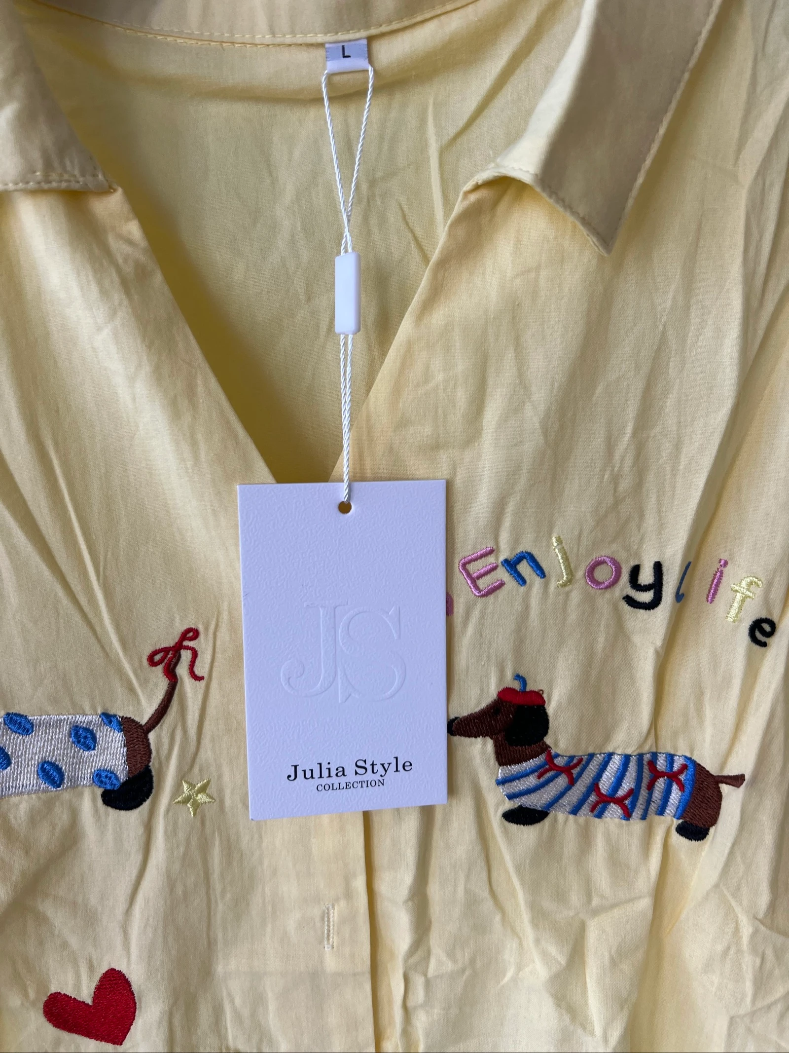 🐶Q Gele Julia-stijl hemd | Maat L 💛 – photo 4